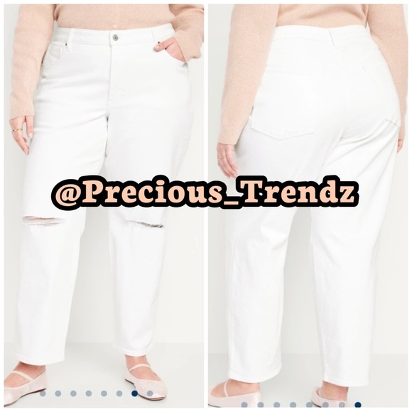 1️⃣2️⃣5️⃣ Old Navy High-Waisted OG Loose Ripped Jeans Women’s Plus Size 22 White - Picture 1 of 6